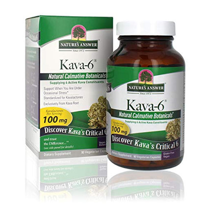 Nature's Answer Kava Root Powder Supplement Vegetarian Capsules, 90-Count | Natural 