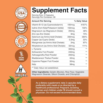 Pure Thyroid Support Supplement for Women - Thyroid Support for Weight Loss Mood