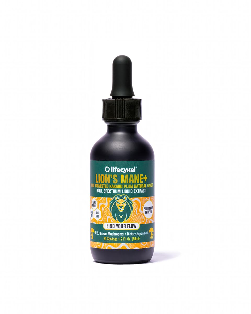 Life Cykel - Lion's Mane Mushroom Extract with Kakadu Plum - Brain Booster Nootropic for Memory, Focus & REM Sleep - Non-GMO, Organic Mushroom Tincture - 4 Fl Oz (60 Servings)