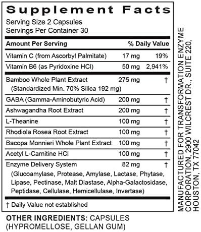 TRANSFORMATION THE GENESIS OF GOOD HEALTH ReZEN Enzyme Blend Supplement, Natural Transcendence Formula with Vitamin B6 Supporting a Healthy Nervous System, 90 Capsules
