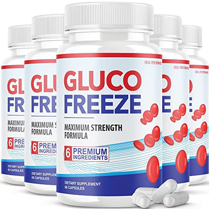 (5 Pack) Glucofreeze Pills - Official Formula Gluco Freeze Pills - Glucofreeze Pills