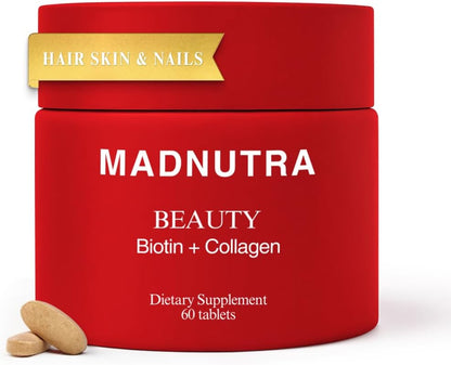 Hair Skin Nails Vitamins - Biotin + Collagen Supplement, Vitamin C&E Complex for Healthy Hair Growth, Strong Nails & Glowing Skin - Premium Beauty Support Supplement for Women & Men