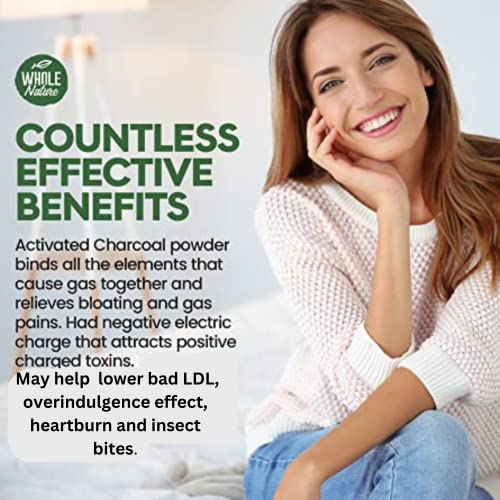 Coconut Activated Charcoal Capsules, 180 Charcoal Pills, Detox, Teeth Whitening, Reduce