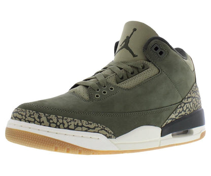 Nike Air Jordan 3 Retro Leather Mens Shoes Size 9.5, Color: Medium Olive/Sequoia