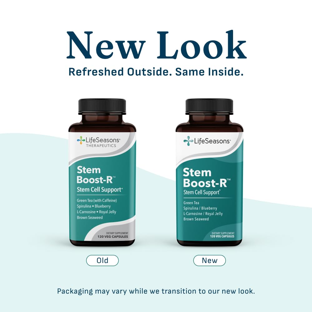 LifeSeasons Stem Boost-R - Stem Cell Support - Naturally Repair Damaged Tissue - Vitamin Supplement Rich in Antioxidants - Royal Jelly, Spirulina, Blueberry, Brown Seaweed & L-Carnosine - 120 Capsules