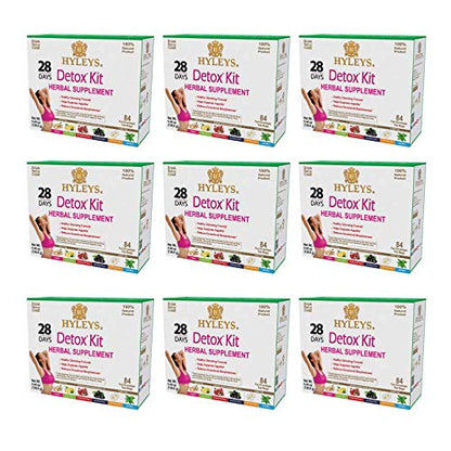 Hyleys Detox Tea for Cleanse and Weight Loss - 28 Day Kit - 84 Tea Bags (9 Pack)