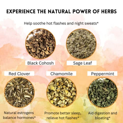 Menopause Tea for Cooling, Hormonal Balance, Relief from Hot Flashes, Night Sweats