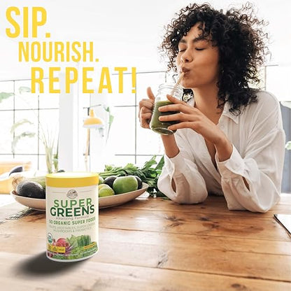 COUNTRY FARMS Super Greens Apple Banana Flavor, 50 Organic Super Foods