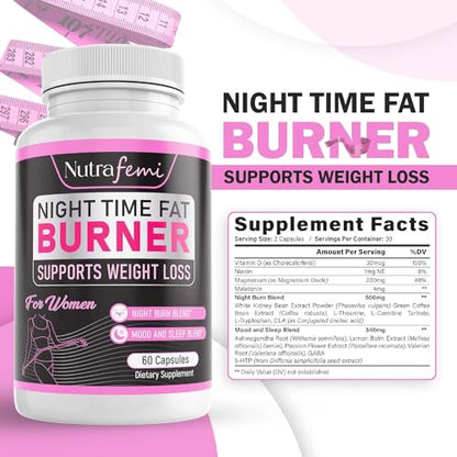 Nutrafemi Night time Fat Burner, Weight Loss Pills for Women – Thermogenic Fat Burner