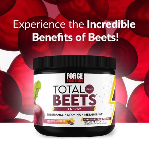 Force Factor Total Beets Energy Drink Mix, Superfood Beet Root Powder with Nitrates