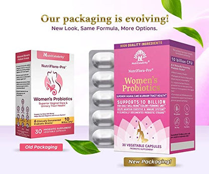 Nutricelebrity NutriFlora-Pro Probiotics for Women - Support Vaginal, Urinary Health