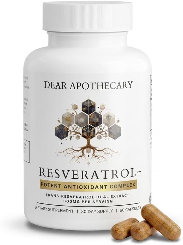 Resveratrol+ 600mg Trans-Resveratrol from Japanese Knotweed Root - Dual Extract Anti-Aging & Heart Support - Vegan, Non-GMO, Gluten Free - 60 Capsules