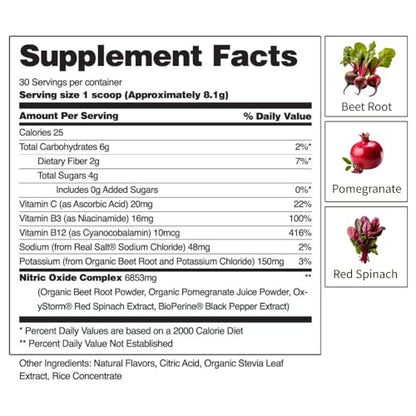 Snap Supplements USDA Organic Beet Root Powder, 3-in-1 Nitric Oxide Supplement
