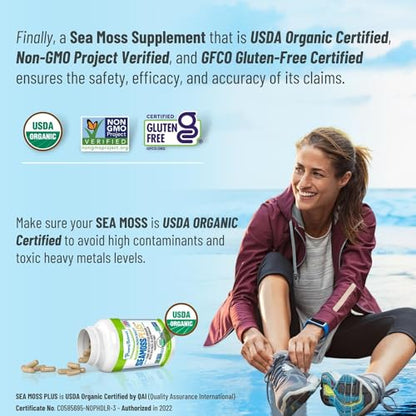 Power By Naturals Sea Moss Plus - USDA Certified Organic Wildcrafted Irish Seamoss