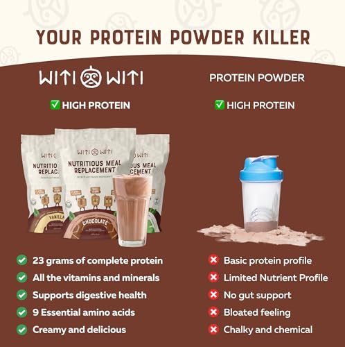 WitiWiti Vegan Meal Replacement, Chocolate - Plant Based Protein Powder 23g