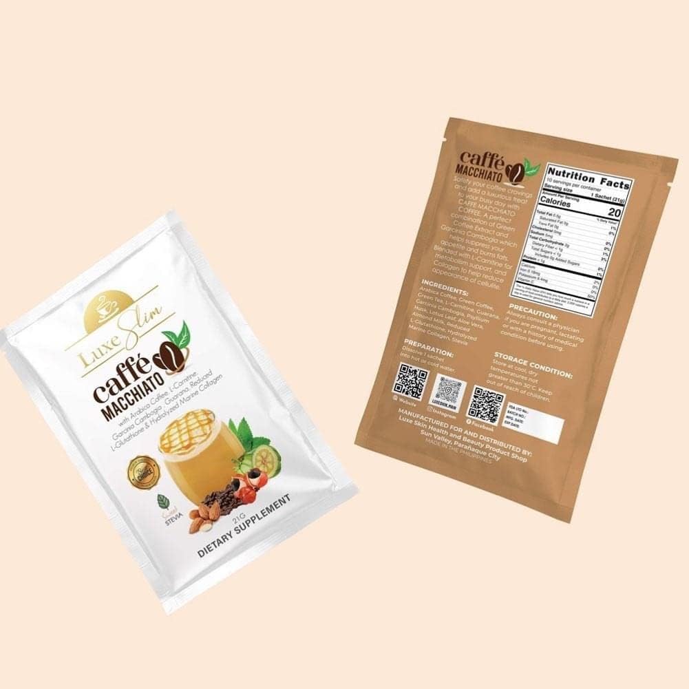 Luxe Slim Cafe Macchiato with Hydrolyzed Collagen & Glutathione, 21g x 10 Sachets