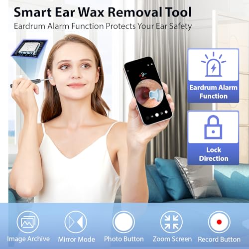 Ear Wax Removal, Ear Wax Removal Tool with 1296P HD Camera and 6 LED Lights