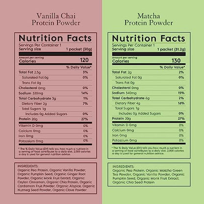 Truvani Organic Vegan Protein Powder Sample Pack - 20g of Plant Based Protein, Organic