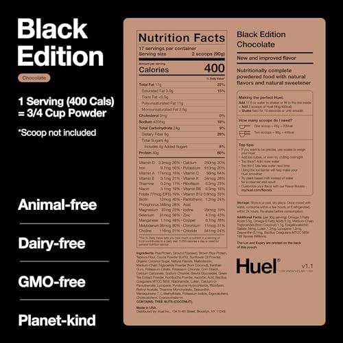Huel Black Edition | Chocolate 40g Vegan Protein Powder | Nutritionally Complete Meal