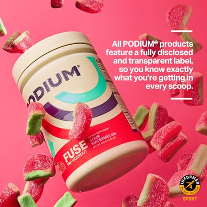 Podium Nutrition, Fuse Pre Workout Powder, Sour Watermelon, 30 Servings, Beta Alanine