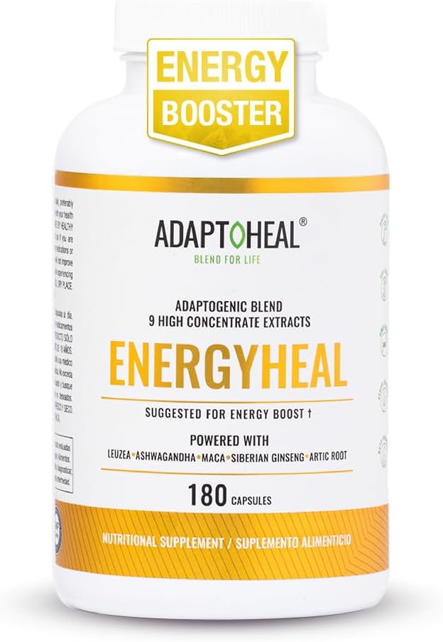 ADAPTOHEAL Energyheal Daily Energy Ashwagandha, Rhodiola (180 Caps)