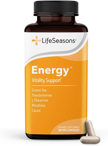 LifeSeasons Energy - Vitality Support - Energy Booster for Physical and Cognitive Strength - No Jitters - Increases Stamina - Contains Green Tea and L-Theanine - 60 Count (Pack of 1)