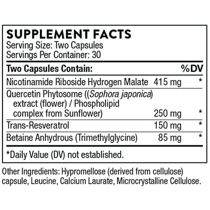 THORNE ResveraCel - Nicotinamide Riboside with Quercetin Phytosome and Resveratrol