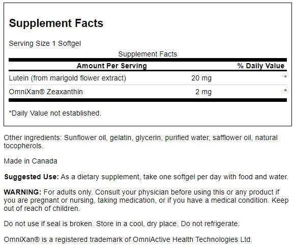 Swanson Synergistic Eye Health - Lutein and Zeaxanthin Supplement