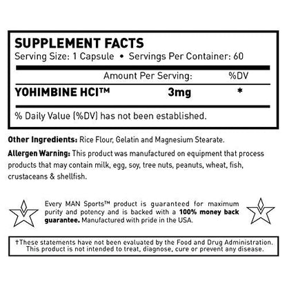 Man Sports Yohimbine HCI 3mg, Weight Loss Supplement, 60 Capsules