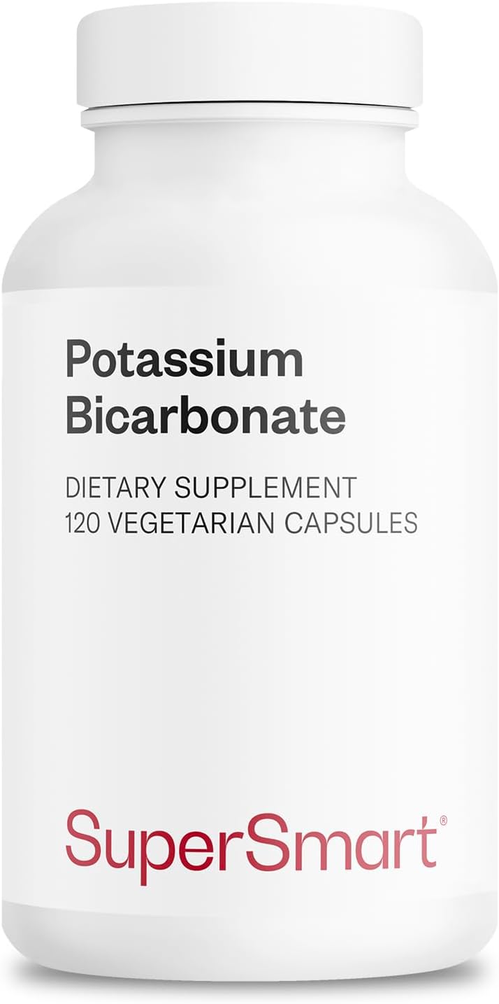 SuperSmart Potassium Bicarbonate (High Dose) - Electrolyte Mineral - pH Acid-Base Balance - Potassium Supplement | Non-GMO & Gluten Free - 120 Vegetarian Capsules