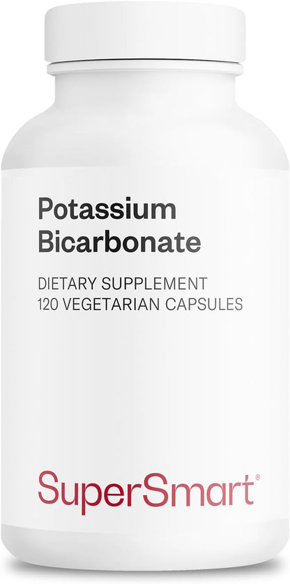 SuperSmart Potassium Bicarbonate (High Dose) - Electrolyte Mineral - pH Acid-Base Balance - Potassium Supplement | Non-GMO & Gluten Free - 120 Vegetarian Capsules