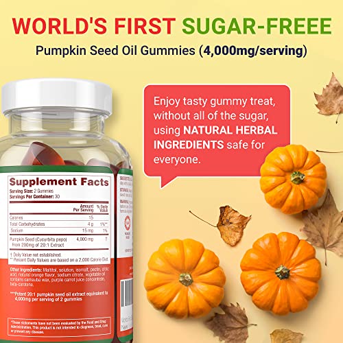 Sugar-Free Pumpkin Seed Oil Gummies (4,000mg/serving) Pumpkin Seed Oil for Hair Growth