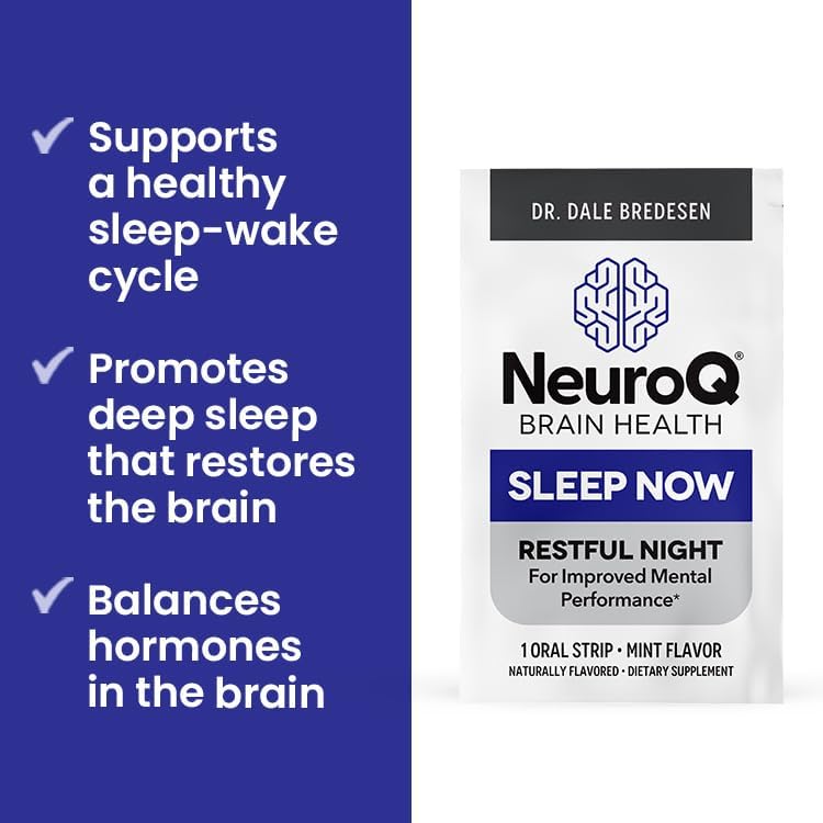 LifeSeasons NeuroQ Sleep Now - Natural Sleep Support Supplement - Maintain Healthy Sleep Cycles & Brain Function - Melatonin & L-Theanine - Non-Habit Forming - 30 Mint Oral Strips