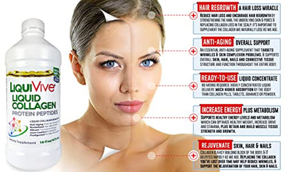 LiquiVive Liquid Collagen Protein Peptides Concentrate | Pure Hydrolyzed Super Multi Collagen