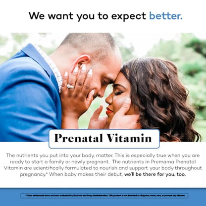Premama Prenatal Vitamins for Women, Once-Daily Multivitamin Supplement, Includes Folate