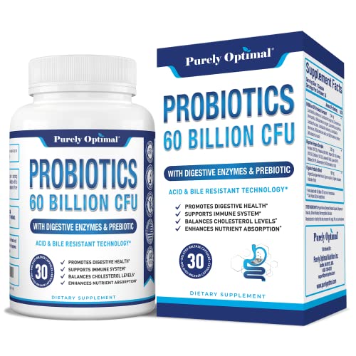 Premium Probiotics 60 Billion CFU with Organic Prebiotics & Digestive Enzymes; Dr. Formulated