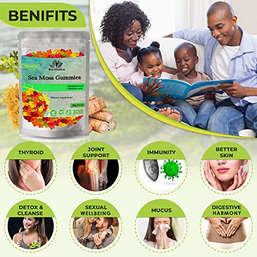 Sea Moss Gummies - Irish sea Moss raw Organic, Bladderwrack, Burdock Root