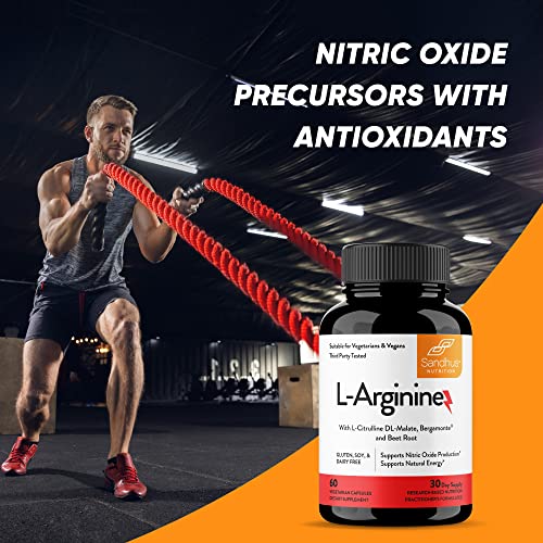 Sandhu's L-Arginine with Nitric Oxide Precursor | Made in The USA| 30 Days Supply