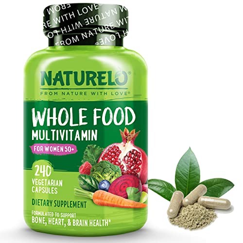 NATURELO Whole Food Multivitamin for Women 50+ (Iron Free) with Vitamins, Minerals