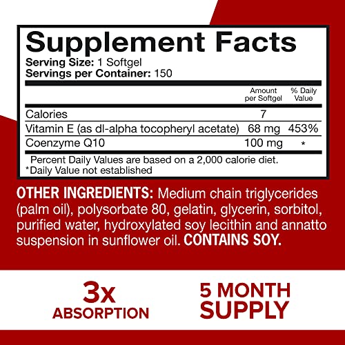 Qunol Ultra CoQ10 100mg Softgels- 3X Better Absorption Coenzyme Q10 Supplements