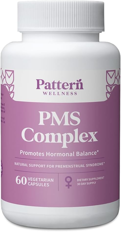 Pattern Wellness PMS Complex – Monthly Cycle Wellness Support – with Vitamin B6, Magnesium & Herbal Extracts – 60 Vegan Capsules