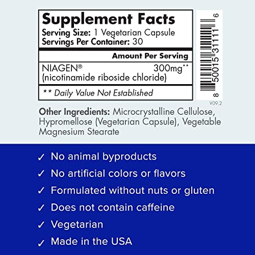 TRU NIAGEN - Patented Nicotinamide Riboside NAD+ Supplement. NR Supports