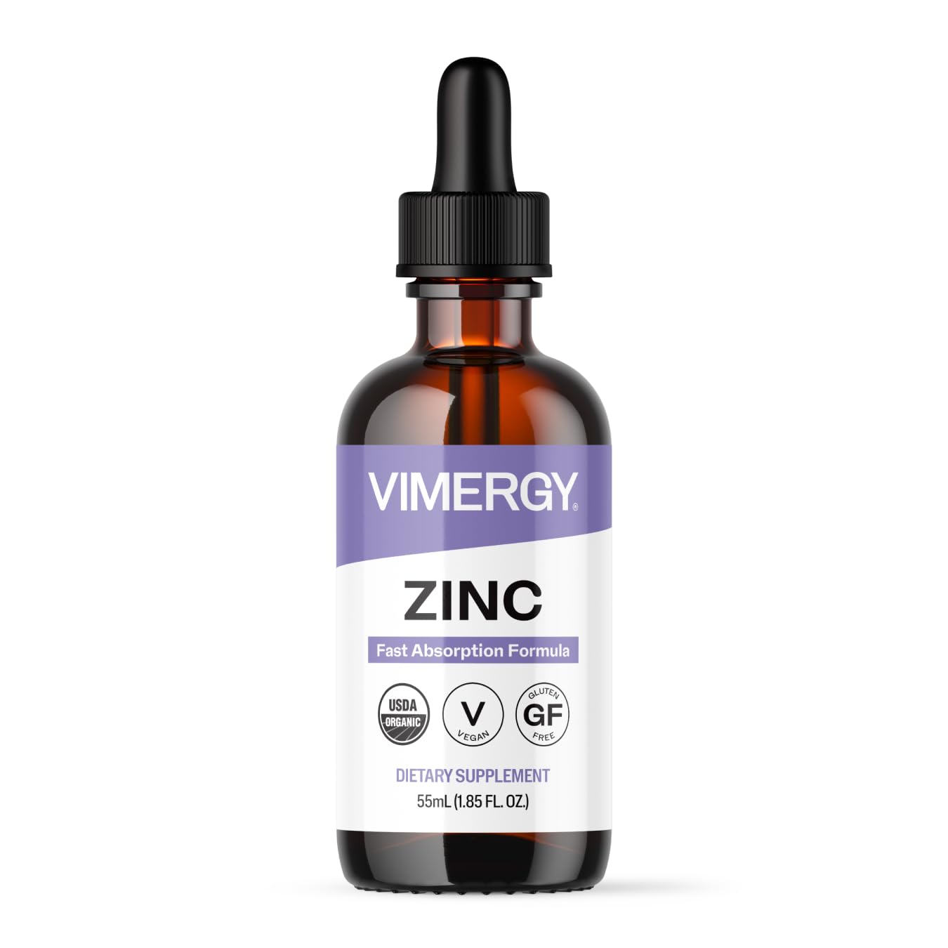 VIMERGY USDA Organic Zinc Supplements for Women & Men (7.5mg Liquid Zinc Per Serving) Fast-Absorbing Immune Support, Promotes Healthy Bones & Skin, Vegan, Up to 57 Servings (115 mL)