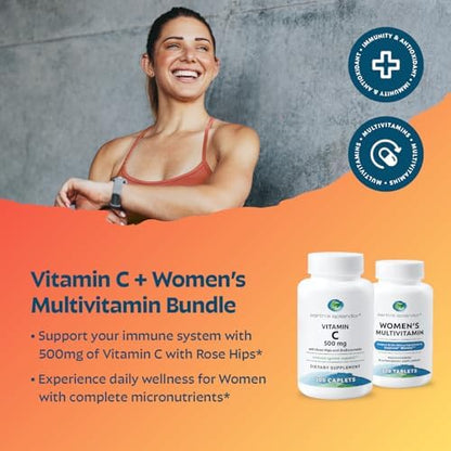 Earth's Splendor Women's Multivitamin & Immune Support – Supports Overall Wellness, Metabolism, Antioxidant Health with Vitamin B12, C, D, Biotin, Rose Hips – Gluten-Free, No Artificial Colors