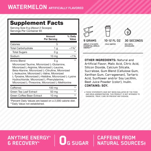 Optimum Nutrition Amino Energy - Pre Workout with Green Tea, BCAA, Amino Acids