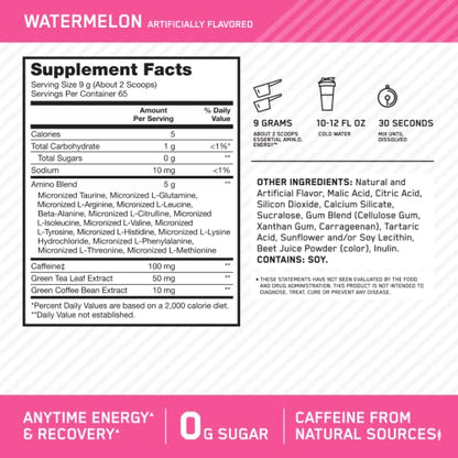 Optimum Nutrition Amino Energy - Pre Workout with Green Tea, BCAA, Amino Acids