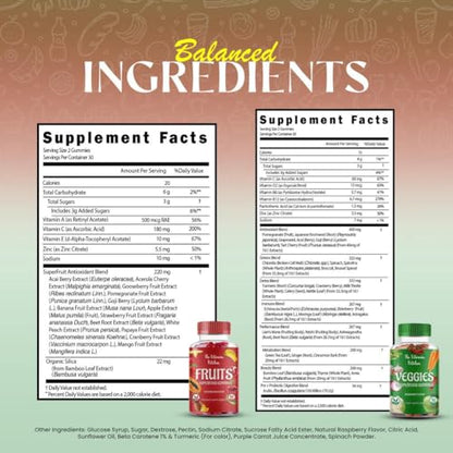 The Vitamin Kitchen Fruit and Veggies Gummies-120 Chews 60 Super Fruits