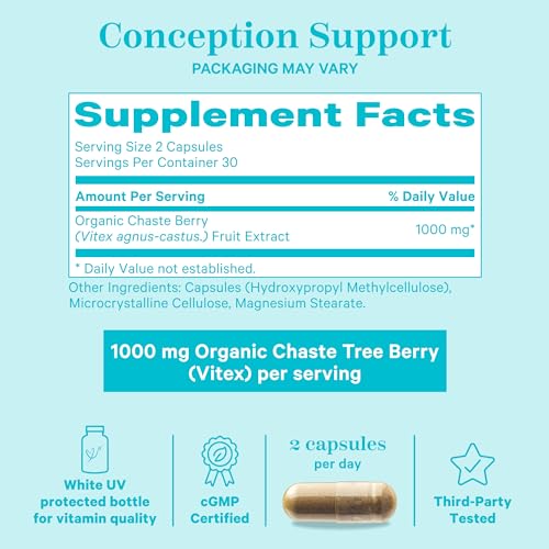 Pink Stork Vitex Supplement for Women - 1000 mg Organic Chaste Tree Berry to Support Hormone Balance