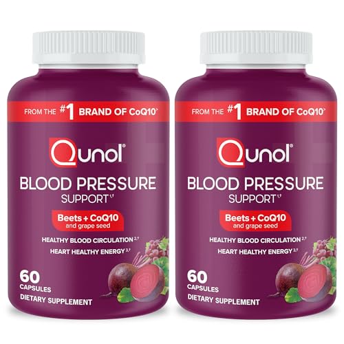 Qunol Beets Capsules for Blood Pressure Support, 3 in 1 Beets + CoQ10 + Grape Seed 
