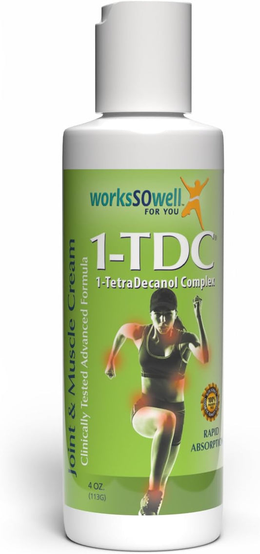 1-TDC Joint & Muscle Relief Cream - Use On Back, Knee, Neck, Shoulder, Hip - Soothes Stiff Joints, Muscles, and Injuries in 5-10 Minutes - Relaxer - 4 oz